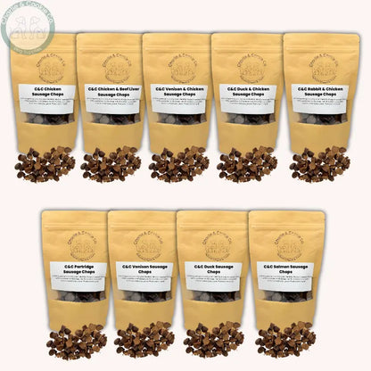 C&amp;C Sausage Chops  | Air-Dried Natural Dog Treat with Protein-Rich Meat Blends Charlie &amp; Cookie Co.