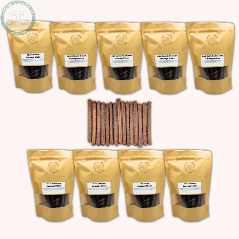 C&amp;C Sausage Sticks 15pk | Natural Dog Treats Made with Protein-Rich Meat Blends Charlie &amp; Cookie Co.