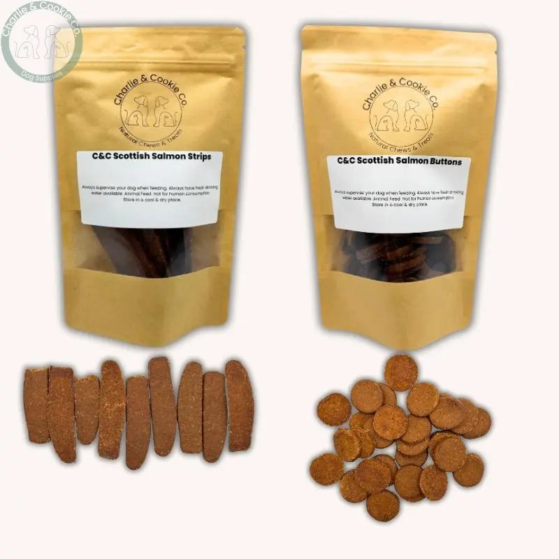 C&amp;C Scottish Salmon Buttons or Strips | Grain-Free, Omega-Rich Dog Treats Charlie &amp; Cookie Co.