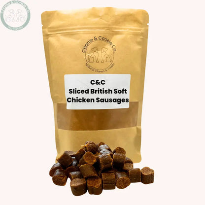 C&amp;C Sliced British Soft Sausages – Pork, Chicken or Beef | High-Quality, Nutritious Dog Treats Charlie &amp; Cookie Co.