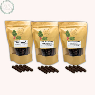 C&C Small Festive Sausages | Natural Grain-Free Christmas Dog Treats Charlie & Cookie Co.