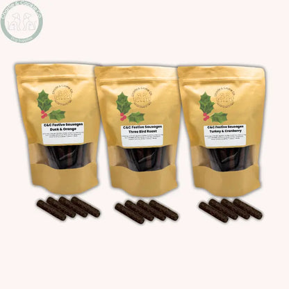 C&amp;C Small Festive Sausages | Natural Grain-Free Christmas Dog Treats Charlie &amp; Cookie Co.