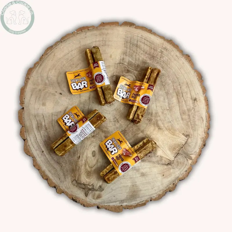Chewllagen Bar 3 Pack 13cm dog chews in Beef, Peanut Butter or Cheese