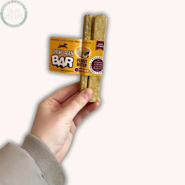Chewllagen Bar 3 Pack 13cm dog chews in Beef, Peanut Butter or Cheese