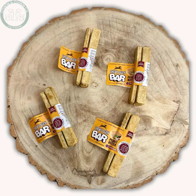 Chewllagen Bar 3 Pack 13cm dog chews in Beef, Peanut Butter or Cheese