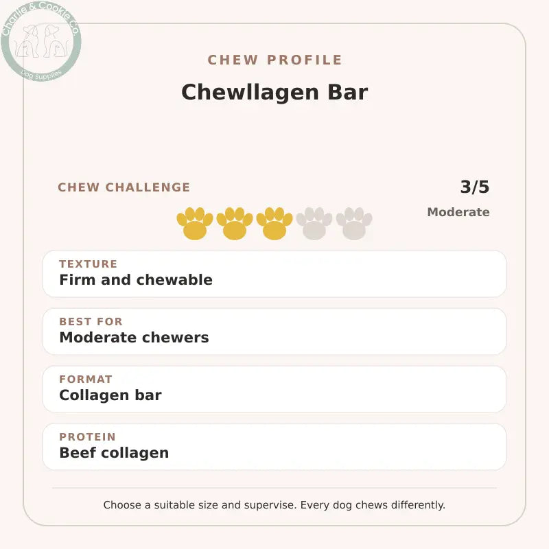 Chew Profile for Chewllagen Bar: challenge 3/5, firm and chewable