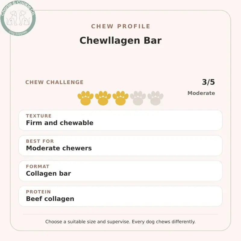 Chew Profile for Chewllagen Bar: challenge 3/5, firm and chewable