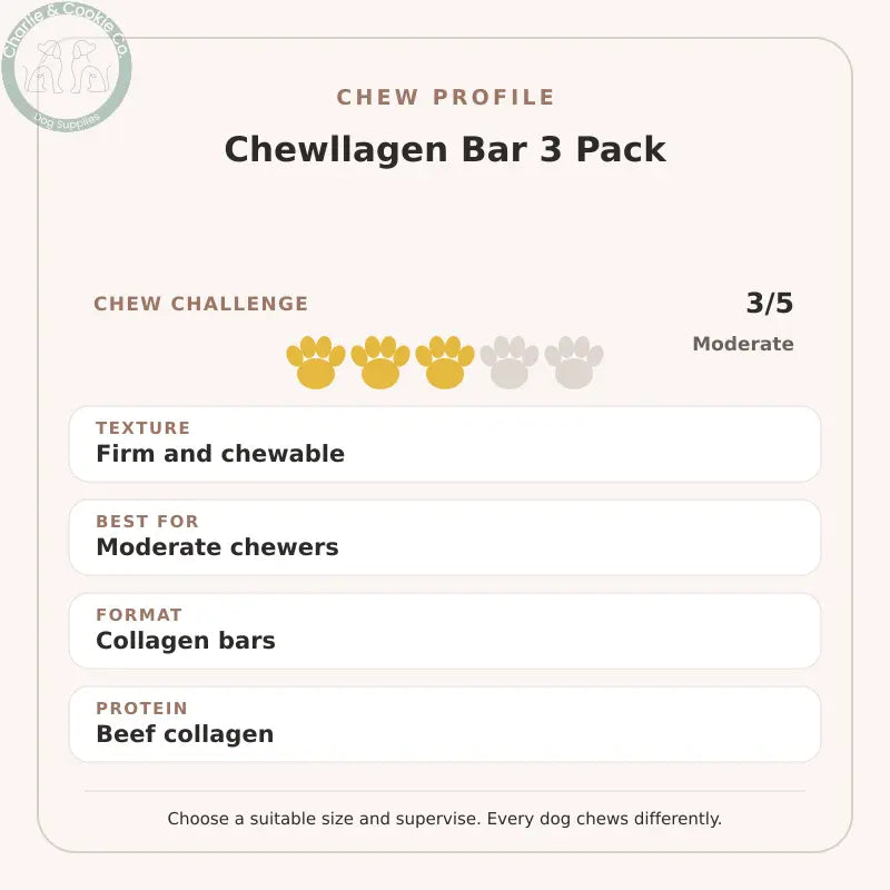 Chew Profile for Chewllagen Bar 3 Pack: challenge 3/5, firm and chewable