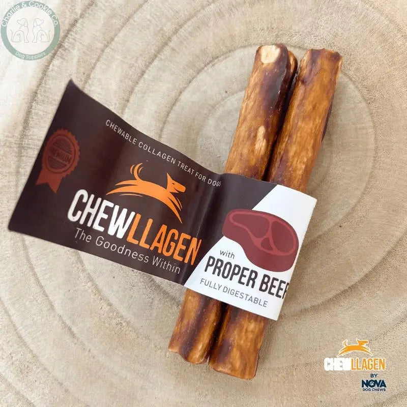 Chewllagen Medium Roll 2 Pack collagen-rich dog chews in Beef or Chicken