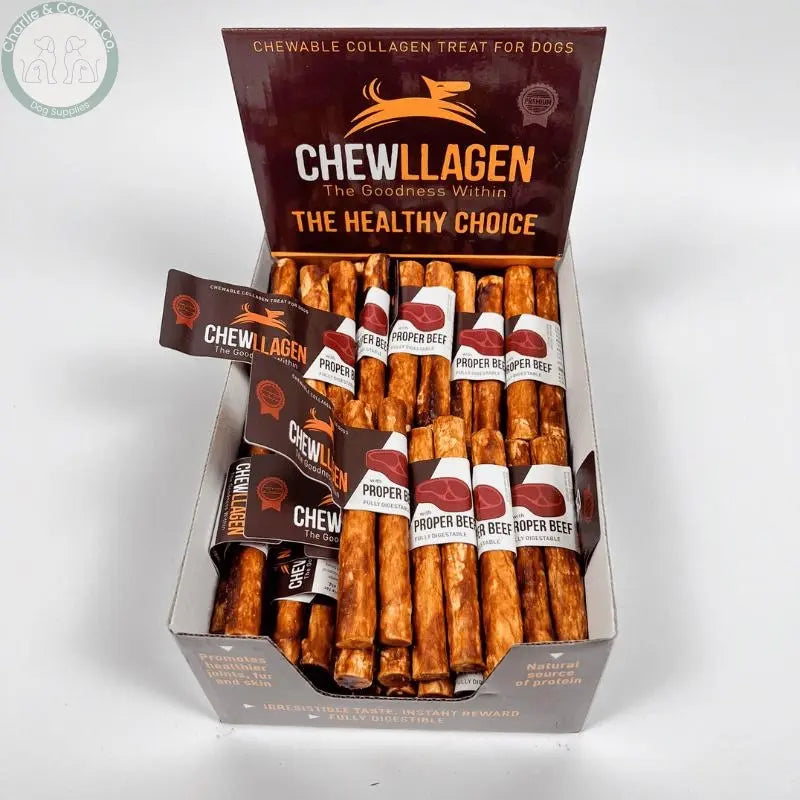 Chewllagen Medium Roll 2 Pack collagen-rich dog chews in Beef or Chicken