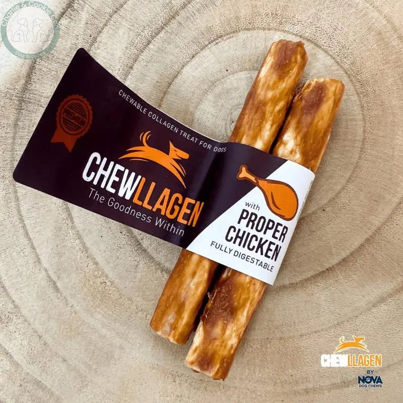 Chewllagen Medium Roll 2 Pack collagen-rich dog chews in Beef or Chicken