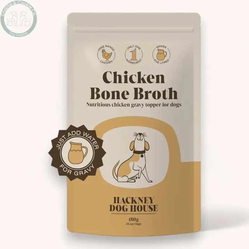 Hackney Dog House Chicken Bone Broth 180g - Nutrient-Rich, Joint &amp; Gut Health Supplement for Dogs - Charlie &amp; Cookie Co.