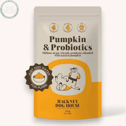 Hackney Dog House Pumpkin and Probiotics for Dogs 225g food topper