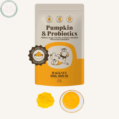 Hackney Dog House Pumpkin and Probiotics for Dogs 225g | Fibre &amp; Probiotic Topper