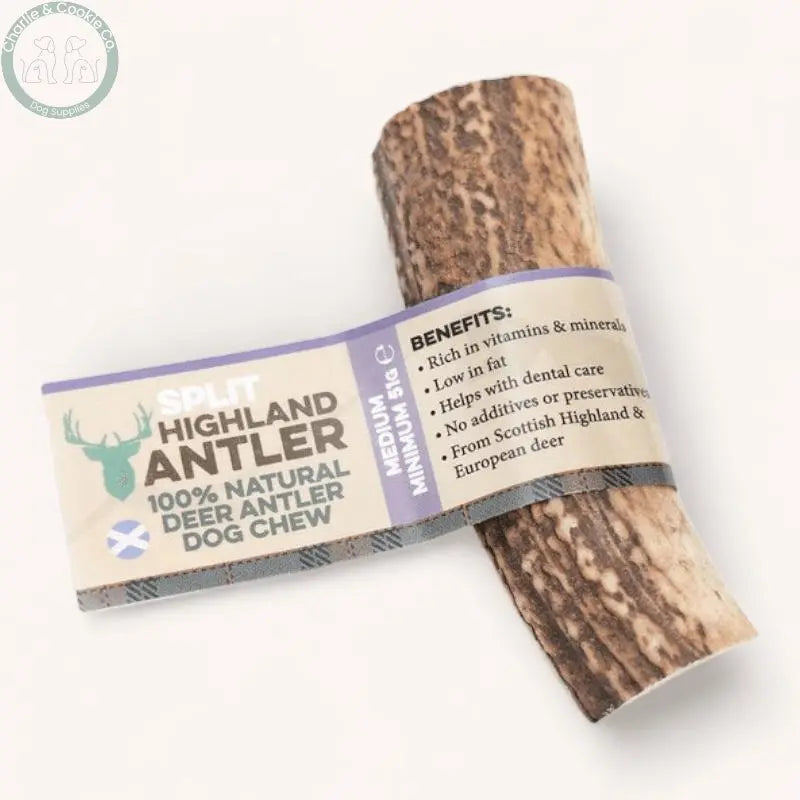 Highland Split Antler - 4 Weight Options - Dental Health Dog Chew - Charlie &amp; Cookie Co.