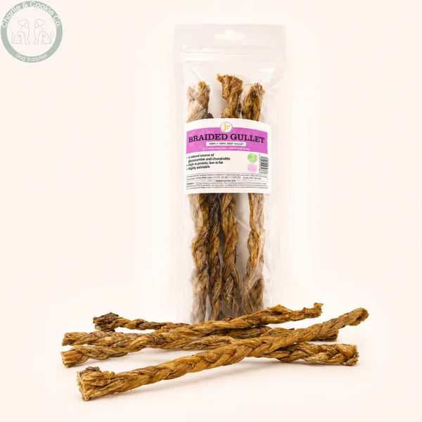 JR Pet Products Braided Beef Gullet Dog Chews 100g or 30cm pack