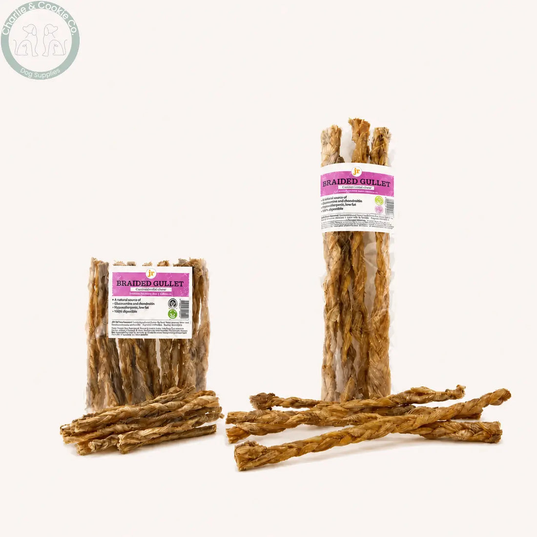 JR Pet Products Braided Beef Gullet Dog Chews 100g or 30cm pack