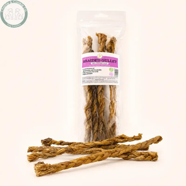 JR Pet Products Braided Beef Gullet Dog Chews 100g or 30cm pack