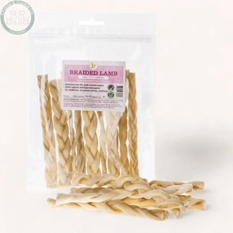 JR Pet Products Braided Lamb 100g - High-Protein, Hypoallergenic Dog Chew - Charlie &amp; Cookie Co.