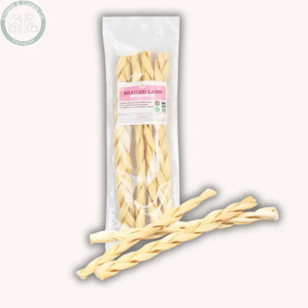JR Pet Products Braided Lamb Skin Dog Chews 100g or 30cm pack