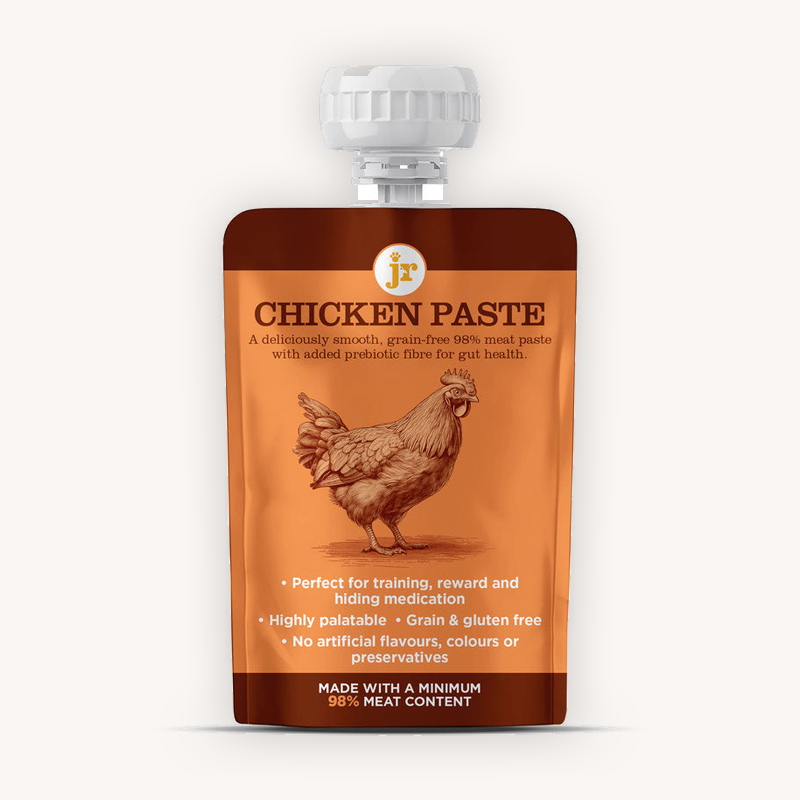 JR Premium Paste Plus Chicken 80g squeeze pouch, front view