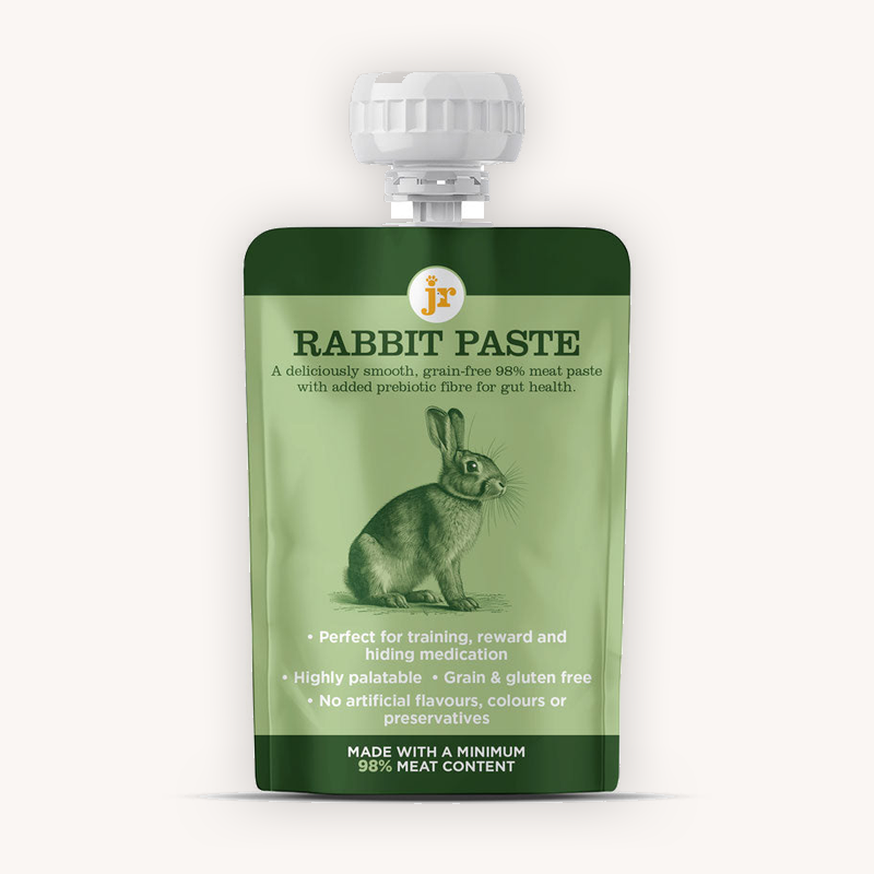 JR Premium Paste Plus Rabbit 80g squeeze pouch, front view