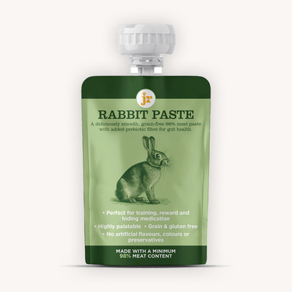 JR Premium Paste Plus Rabbit 80g squeeze pouch, front view
