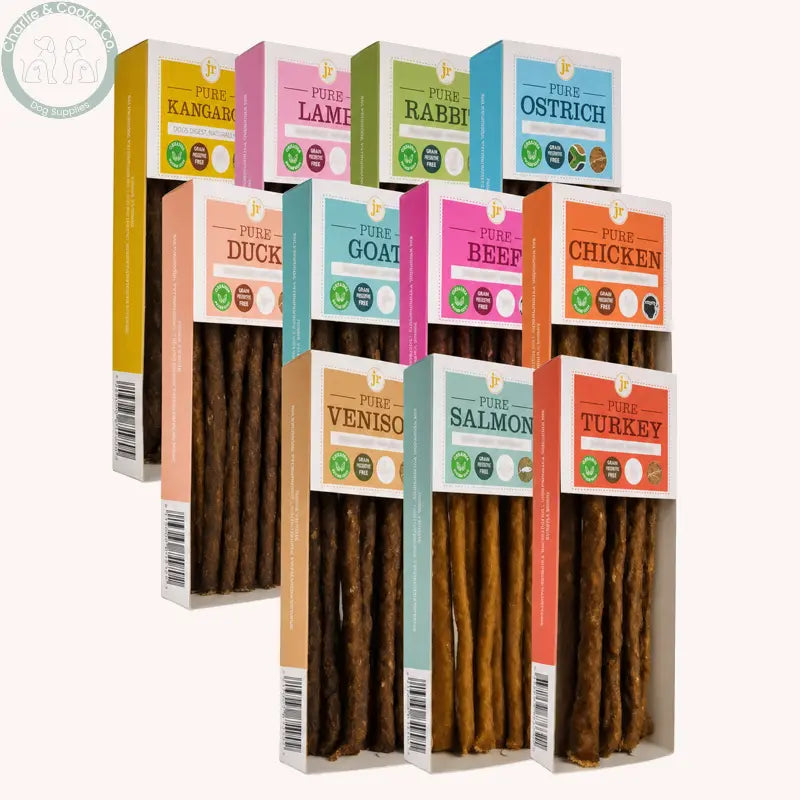 JR Pet Products Pure Meat Sticks 50g in Kangaroo, Lamb, Rabbit, Ostrich, Duck, Goat, Beef, Chicken, Venison, Salmon and Turkey