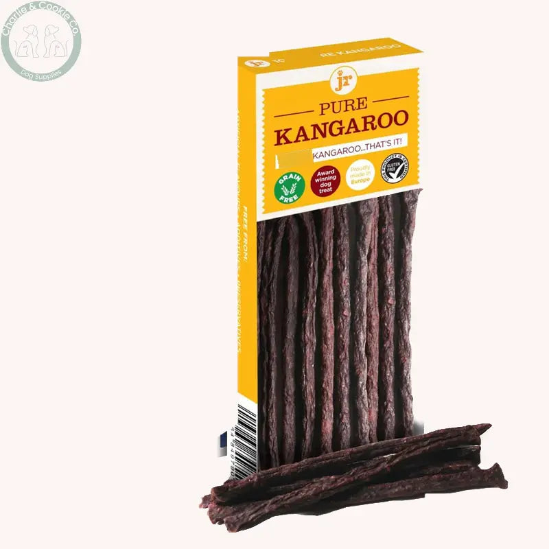 JR Pet Products Pure Kangaroo Meat Sticks 50g on Charlie &amp; Cookie brand background