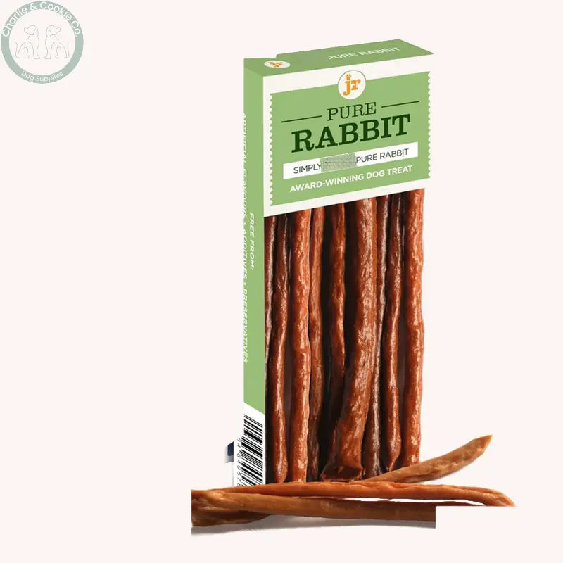 JR Pet Products Pure Rabbit Meat Sticks 50g on Charlie &amp; Cookie brand background