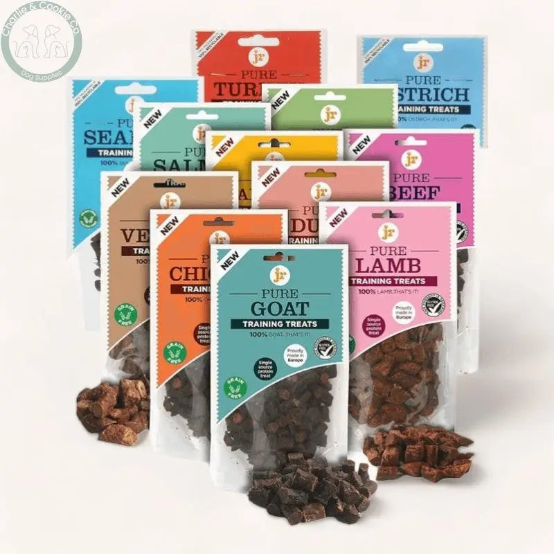 JR Pet Products Pure Training Treats 85g - 12 Protein Options - High-Protein, Hypoallergenic Dog Treats - Charlie &amp; Cookie Co.