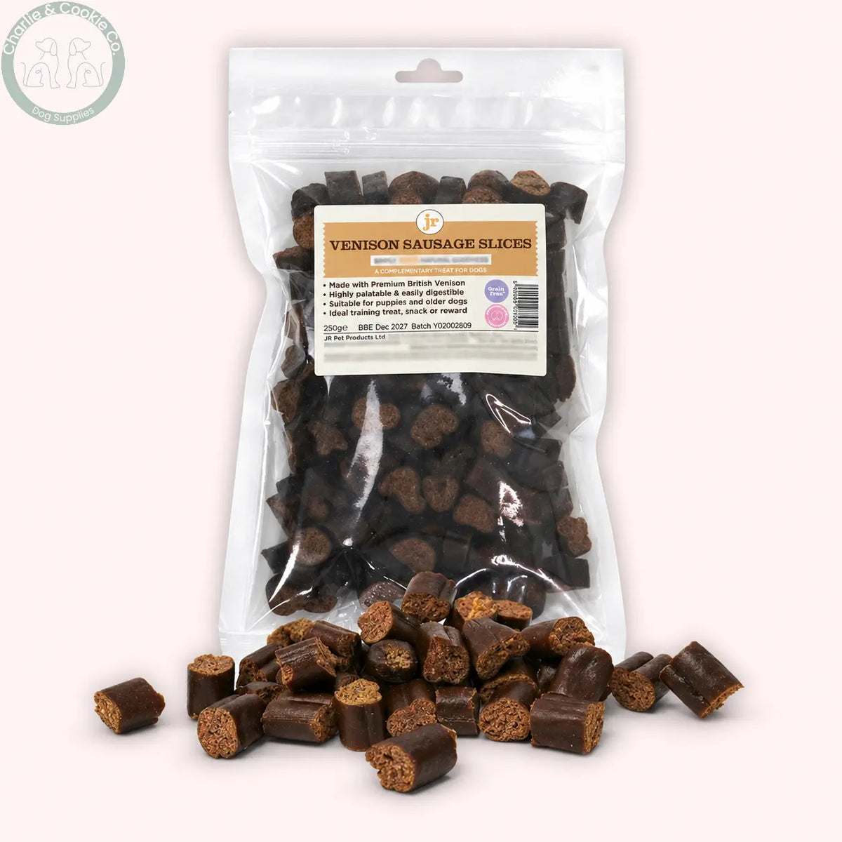 JR Pet Products Venison Sausage Slices 250g dog training treats