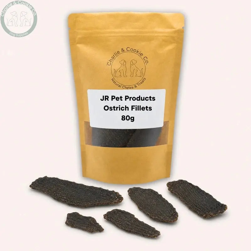 JR Pet Products Ostrich Fillets 80g in C&amp;C resealable bag