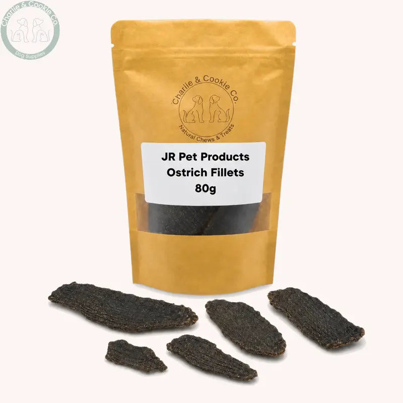 JR Pet Products Ostrich Fillets 80g in C&amp;C resealable bag