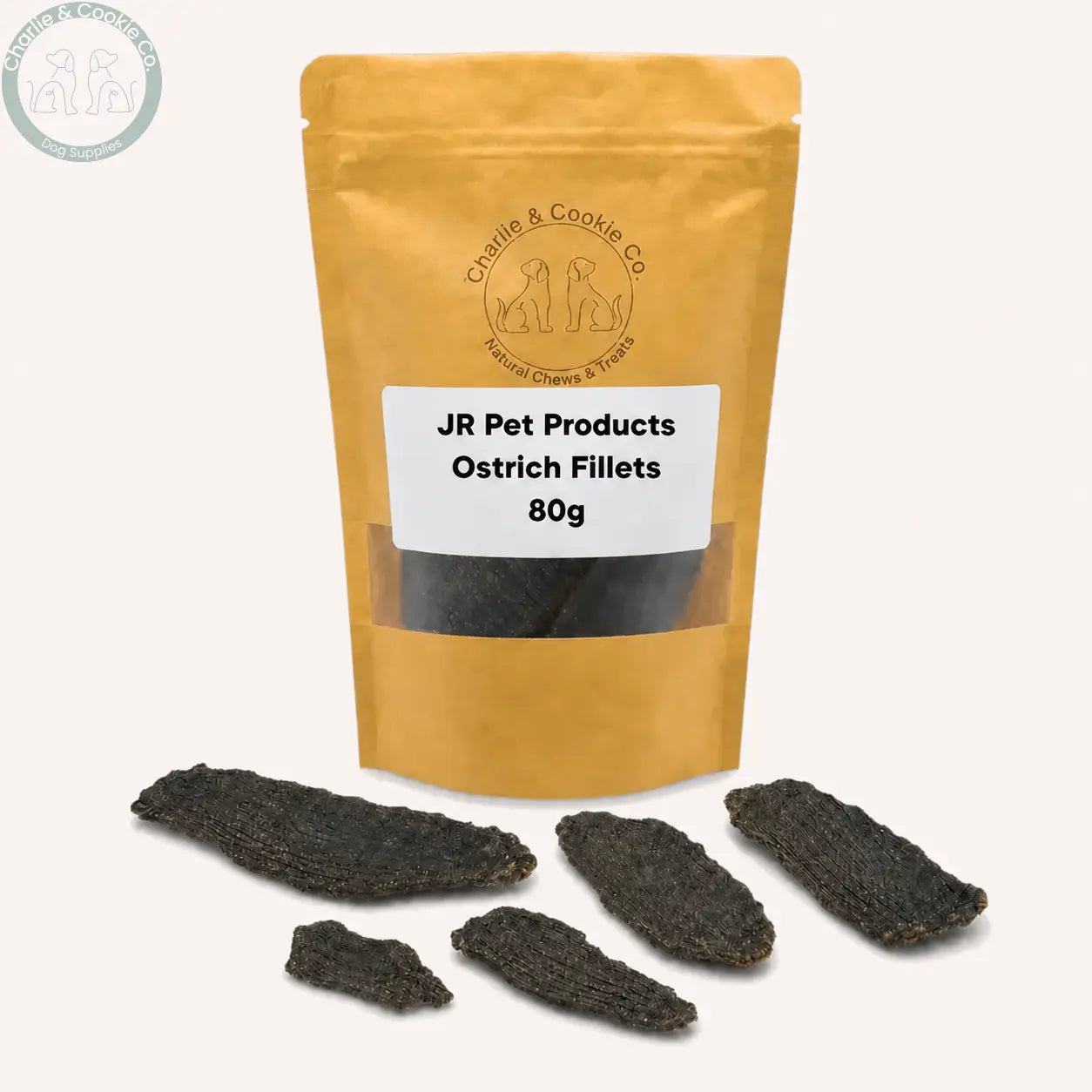 JR Pet Products Ostrich Fillets 80g in C&amp;C resealable bag