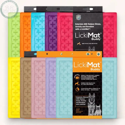 LickiMat Classic Buddy and Playdate slow feeder enrichment mats for dogs and cats