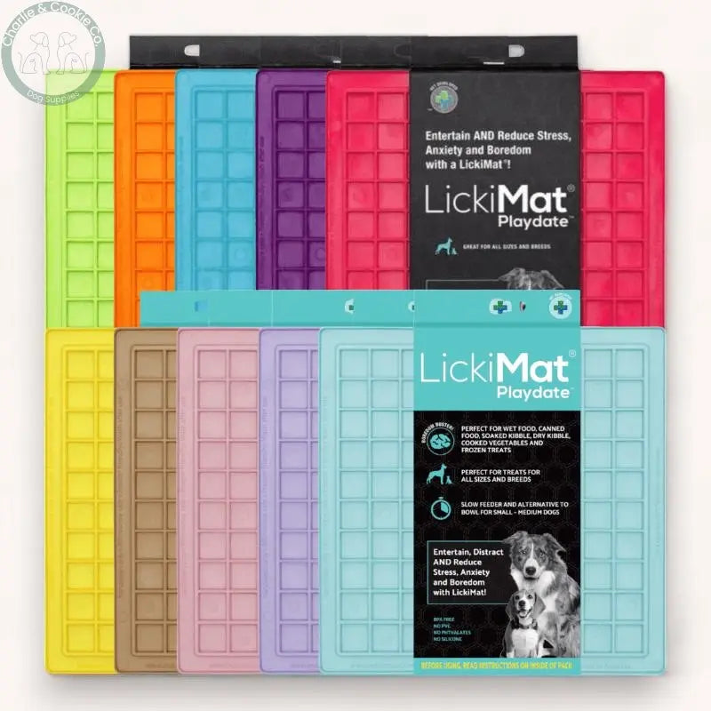 LickiMat Classic Playdate Enrichment Lick Mat for Dogs - 10 Colours - Anxiety Relief &amp; Slow Feeder - Charlie &amp; Cookie Co.