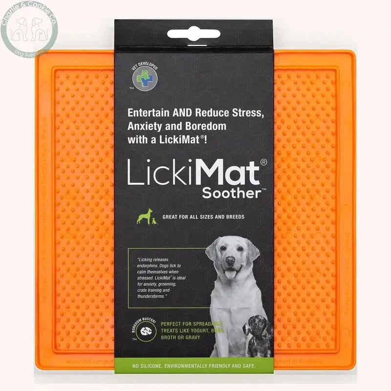 LickiMat Soother Orange slow feeder mat for dogs and cats