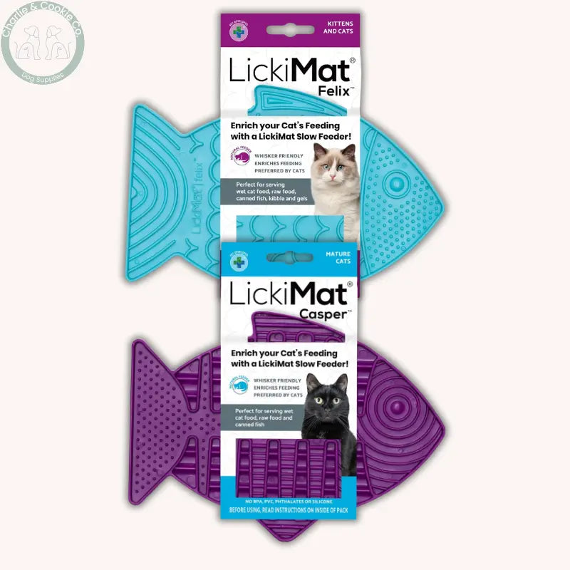 LickiMat Felix &amp; Casper | Enrichment Slow Feeder Mats for Cats – Whisker-Friendly Design LickiMat