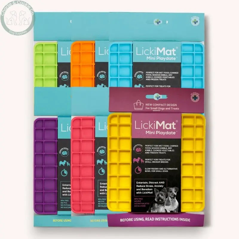 LickiMat Mini Classic Playdate Enrichment Lick Mat for Dogs - 6 Colours - Anxiety Relief &amp; Slow Feeder - Charlie &amp; Cookie Co.