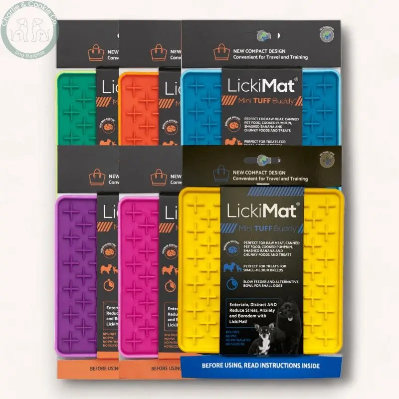 LickiMat Mini Tuff Buddy Enrichment Lick Mat for Dogs - 6 Colours - Anxiety Relief &amp; Slow Feeder - Charlie &amp; Cookie Co.