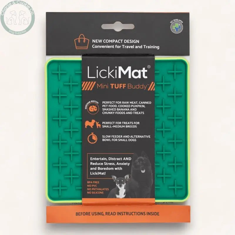 LickiMat Mini Tuff Buddy Enrichment Lick Mat for Dogs - 6 Colours - Anxiety Relief &amp; Slow Feeder - Charlie &amp; Cookie Co.