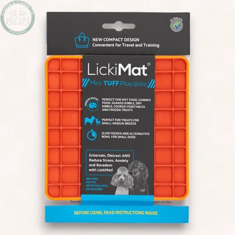 LickiMat Mini Tuff Playdate Enrichment Lick Mat for Dogs - 6 Colours - Anxiety Relief &amp; Slow Feeder - Charlie &amp; Cookie Co.