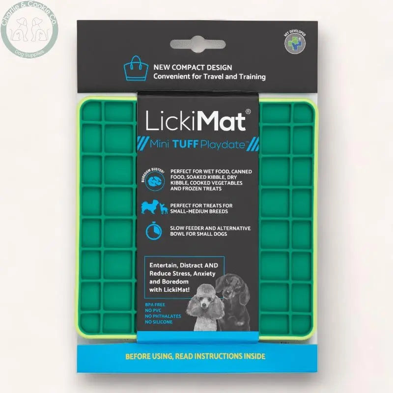 LickiMat Mini Tuff Playdate Enrichment Lick Mat for Dogs - 6 Colours - Anxiety Relief &amp; Slow Feeder - Charlie &amp; Cookie Co.