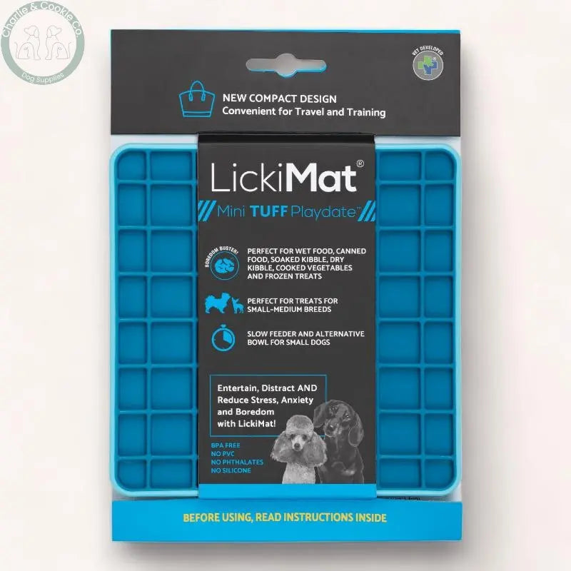 LickiMat Mini Tuff Playdate Enrichment Lick Mat for Dogs - 6 Colours - Anxiety Relief &amp; Slow Feeder - Charlie &amp; Cookie Co.