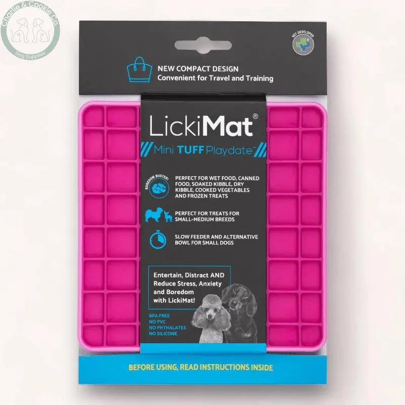 LickiMat Mini Tuff Playdate Enrichment Lick Mat for Dogs - 6 Colours - Anxiety Relief &amp; Slow Feeder - Charlie &amp; Cookie Co.