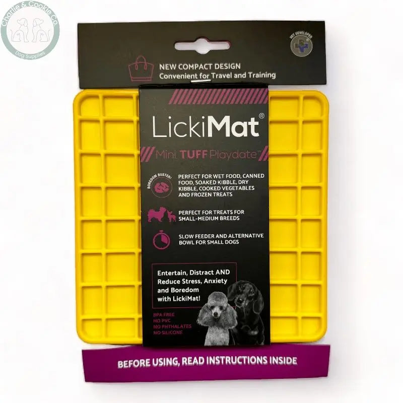 LickiMat Mini Tuff Playdate Enrichment Lick Mat for Dogs - 6 Colours - Anxiety Relief &amp; Slow Feeder - Charlie &amp; Cookie Co.