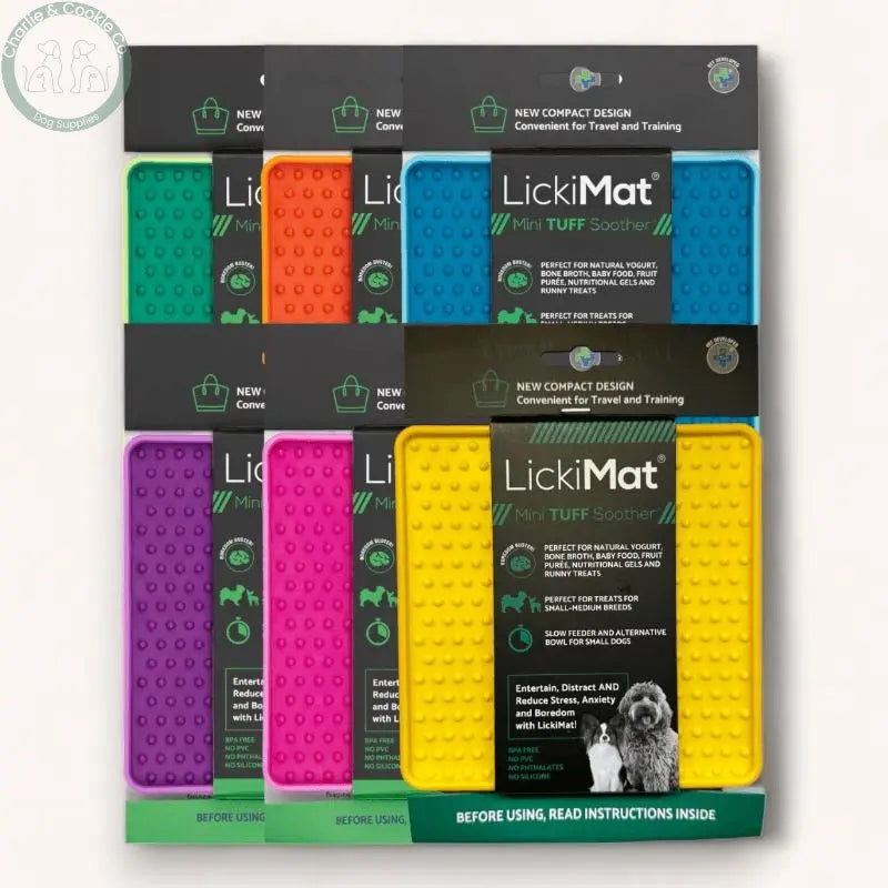 LickiMat Mini Tuff Soother Enrichment Lick Mat for Dogs - 6 Colours - Anxiety Relief &amp; Slow Feeder - Charlie &amp; Cookie Co.