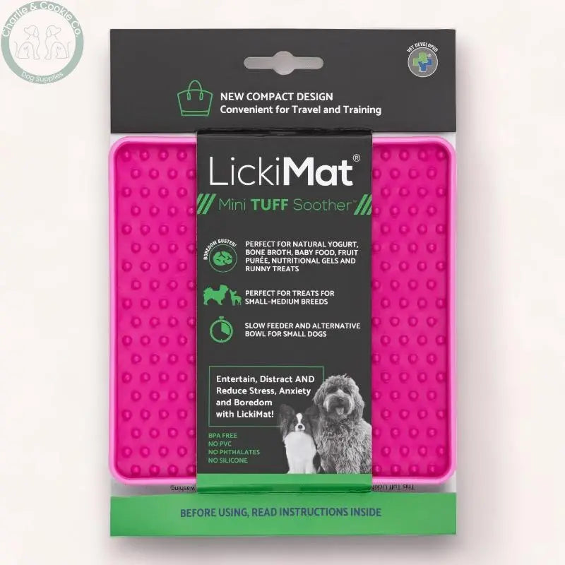 LickiMat Mini Tuff Soother Enrichment Lick Mat for Dogs - 6 Colours - Anxiety Relief &amp; Slow Feeder - Charlie &amp; Cookie Co.