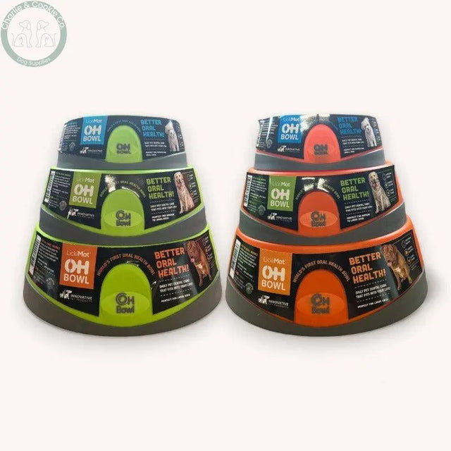 LickiMat OH Dog Bowl large enrichment feeding bowl in Orange and Green